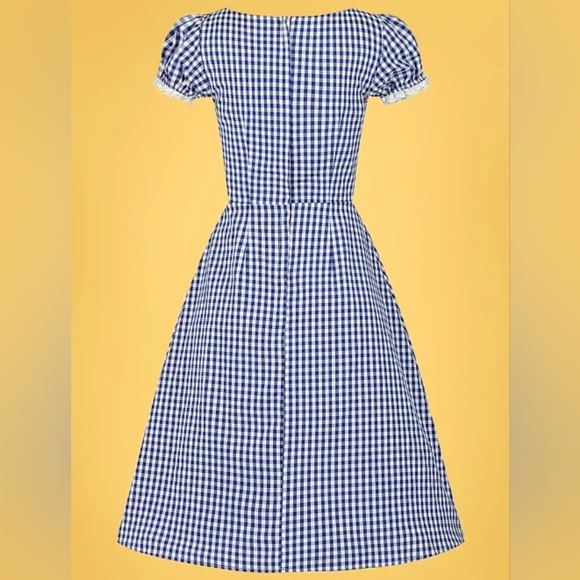 NWOT Blue & White Collectif Eyelet Trim Giulietta Mini Gingham Print Dress - Picture 6 of 14